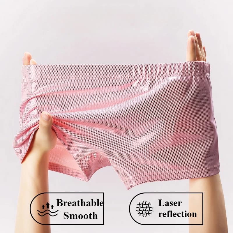 New Laser Glossy Men's Flat Boxers Hombre Boxershorts Sports Shorts High Elasticity Male Sleep Bottoms Swimwear Underwear Slips