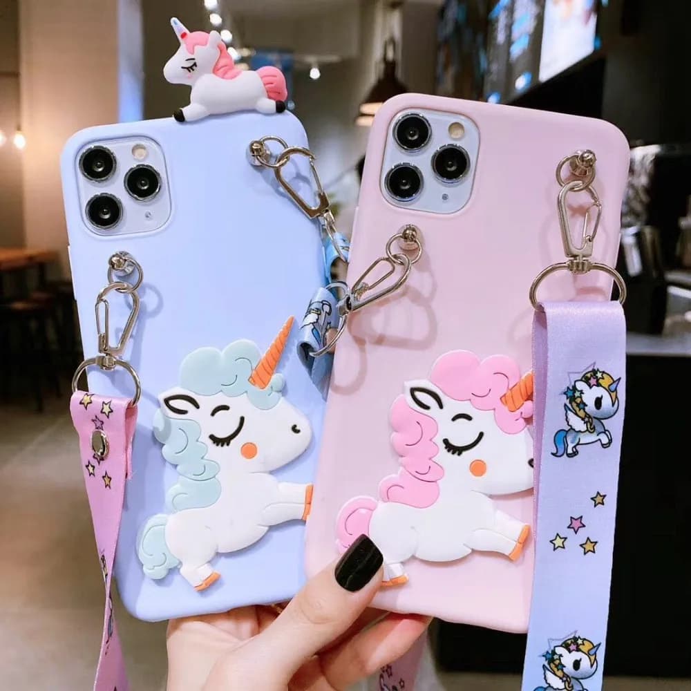 3D Cartoon Pink Unicorn Soft TPU Case For iphone 15 14 13 mini 5S SE 2020 X XS XR 11 12 Pro Max Cute Horse Rubber Bunny Cover