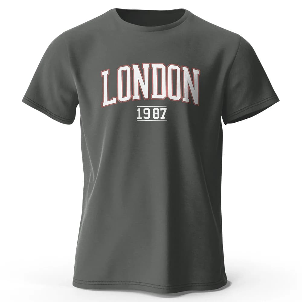 Men's London 1987 Vintage T-shirt Sport 100% Cotton Print Oversized Tees for Men Women Sportswear Tops