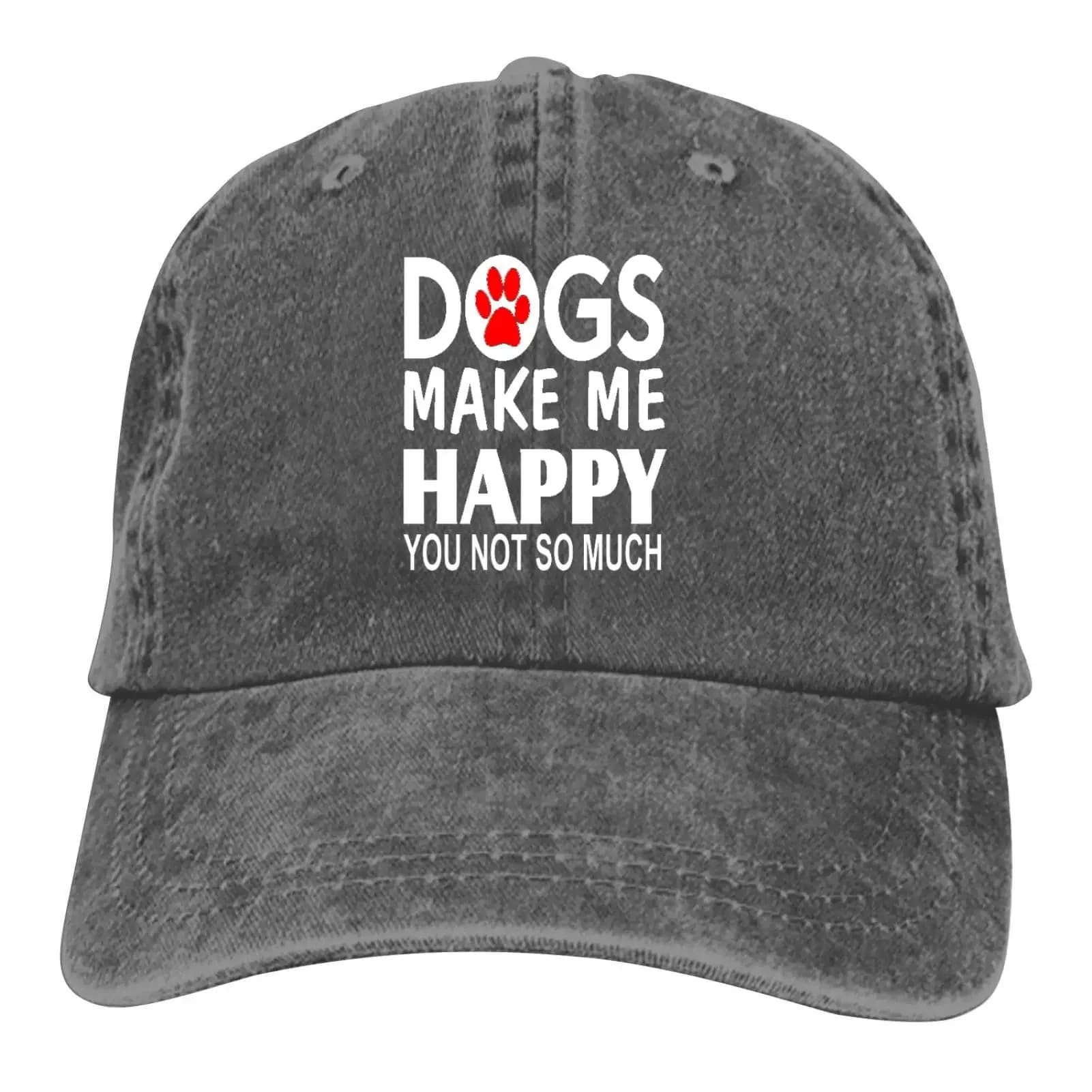 Dogs Make Me Happy You Not So Much Baseball Cap Vintage Adjustable Washed Hats Twill Plain Cowboy Hats Denim Dad Hat