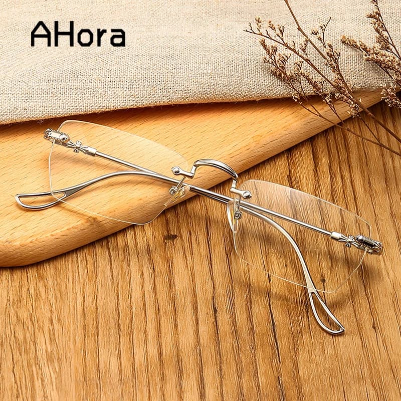 Ahora Men's Rimless Reading Glasses Frame Women Men Ultralight Business Myopia/Presbyopia Optical Eyewear 0 1.0 1.5 2.0 2.5 3.0