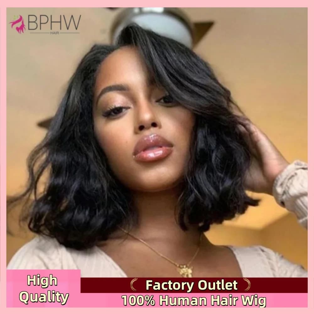 Brazilian Short Bob 13x4 HD Transparent Lace Front Wig Body Wave Lace Closure Human Hair Wavy 4x4 Closure Wig For Black Women