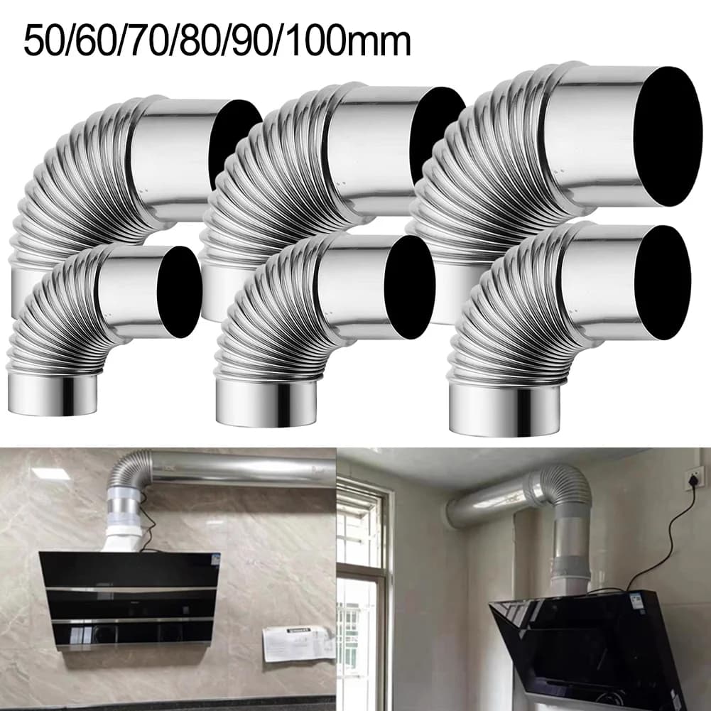 Stove Flue Exhaust Pipe Elbow Rain Cap Pipes Chimney Liner Flue Stainless Steel Exhaust Pipe Gas Water Heater Vent Hose