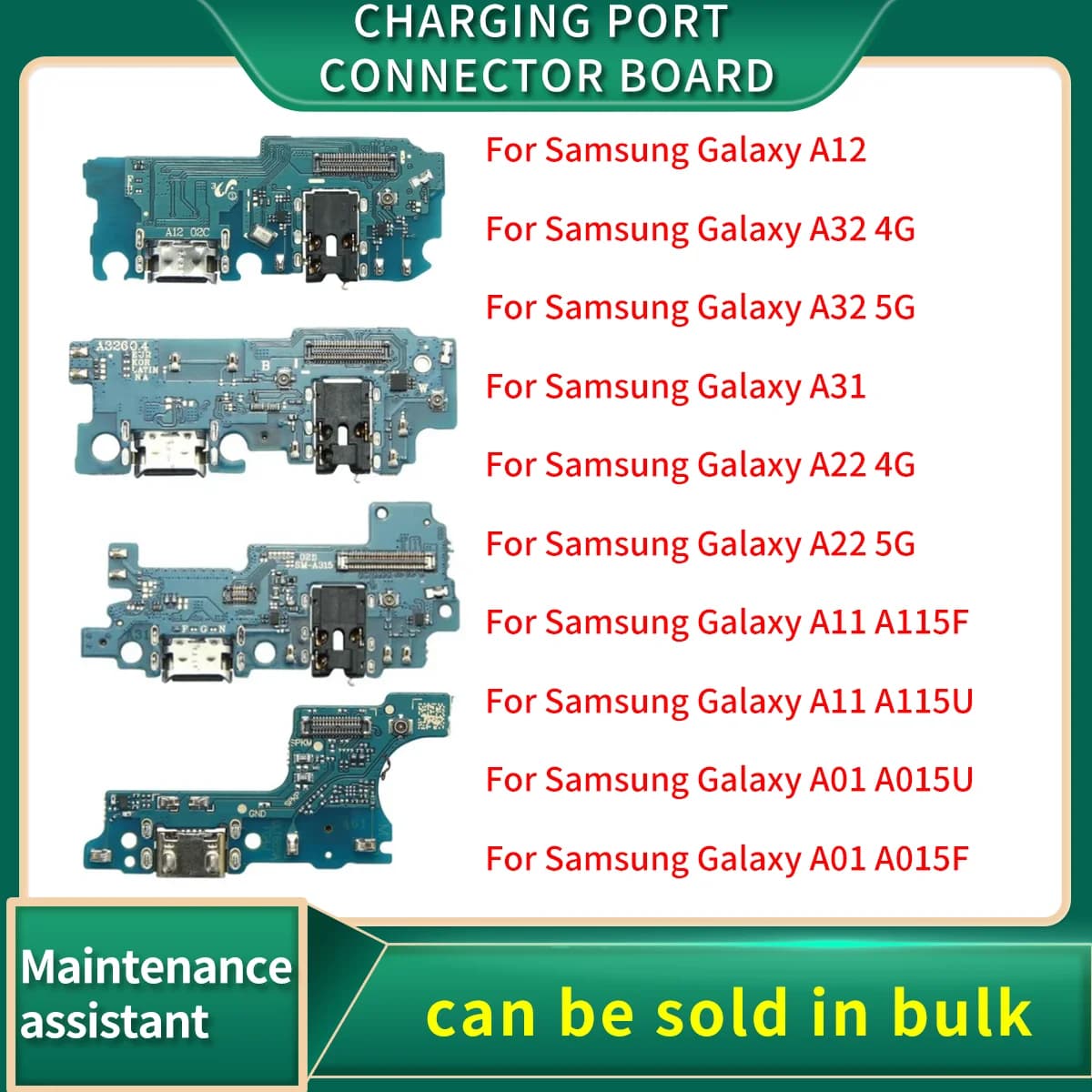 USB Charging Port Connector Board Flex Cable With Microphone Mic For Samsung Galaxy A01 A02 A11 A12 A22 A31 A32 4G 5G  A03S