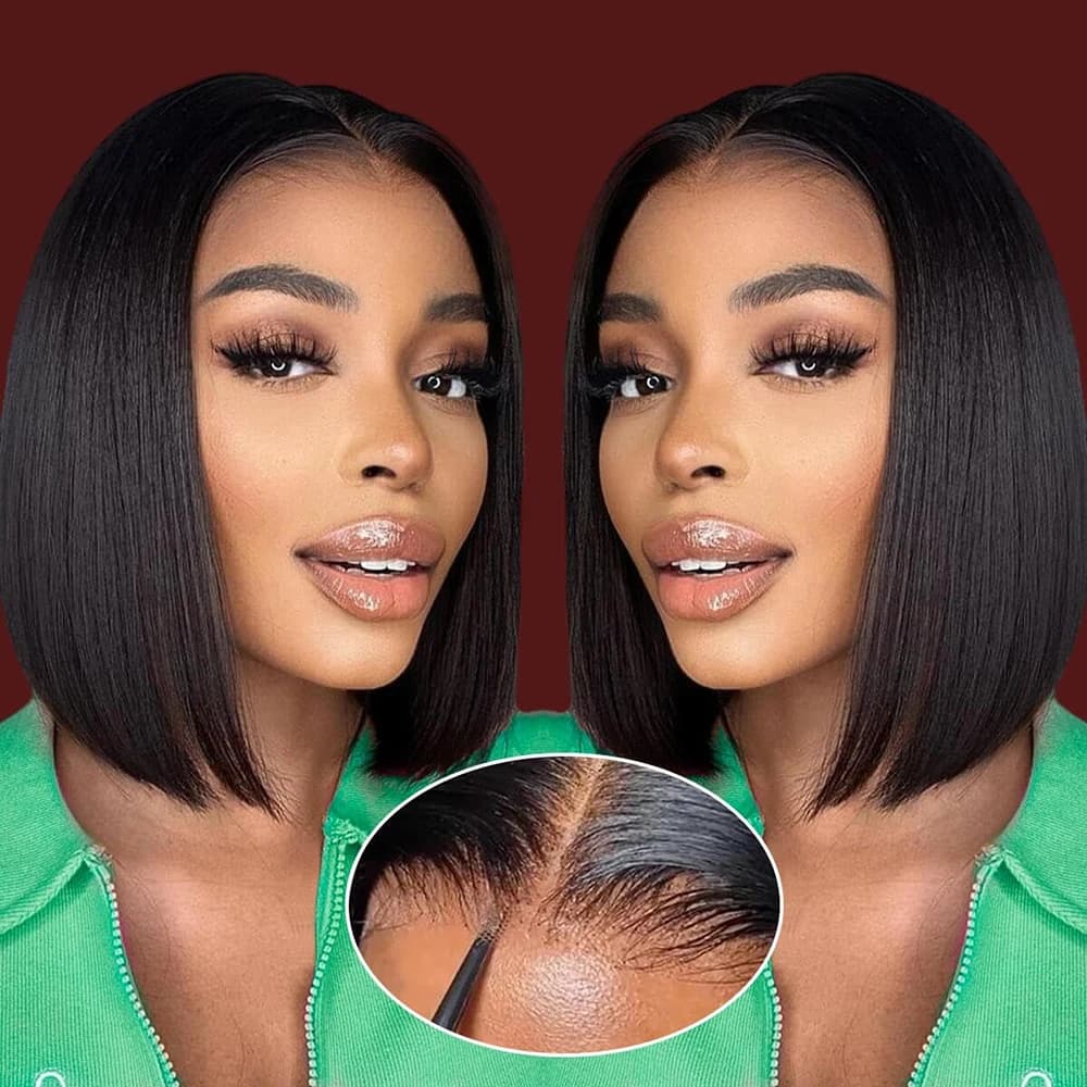 Bob Wig Human Hair Glueless Wigs Human Hair Pre Plucked BOB Wig Human Hair 13X4 Human Hair Lace Frontal Wig Straight Lace Front