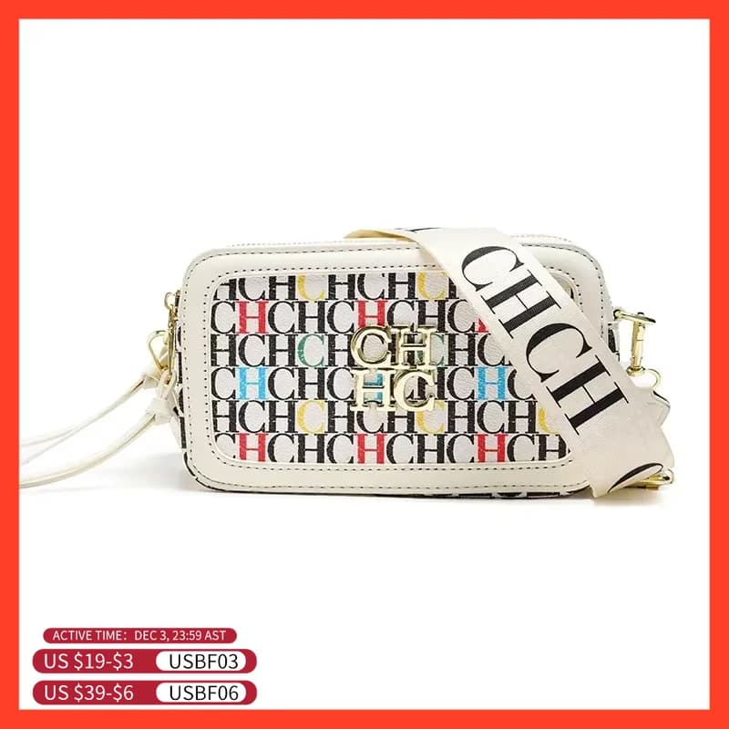CH Women's Crossbody Bag Letter High Quality Bag Fashion Women's Elegant Shoulder Bag Square Design Solid Color Classic Trendy