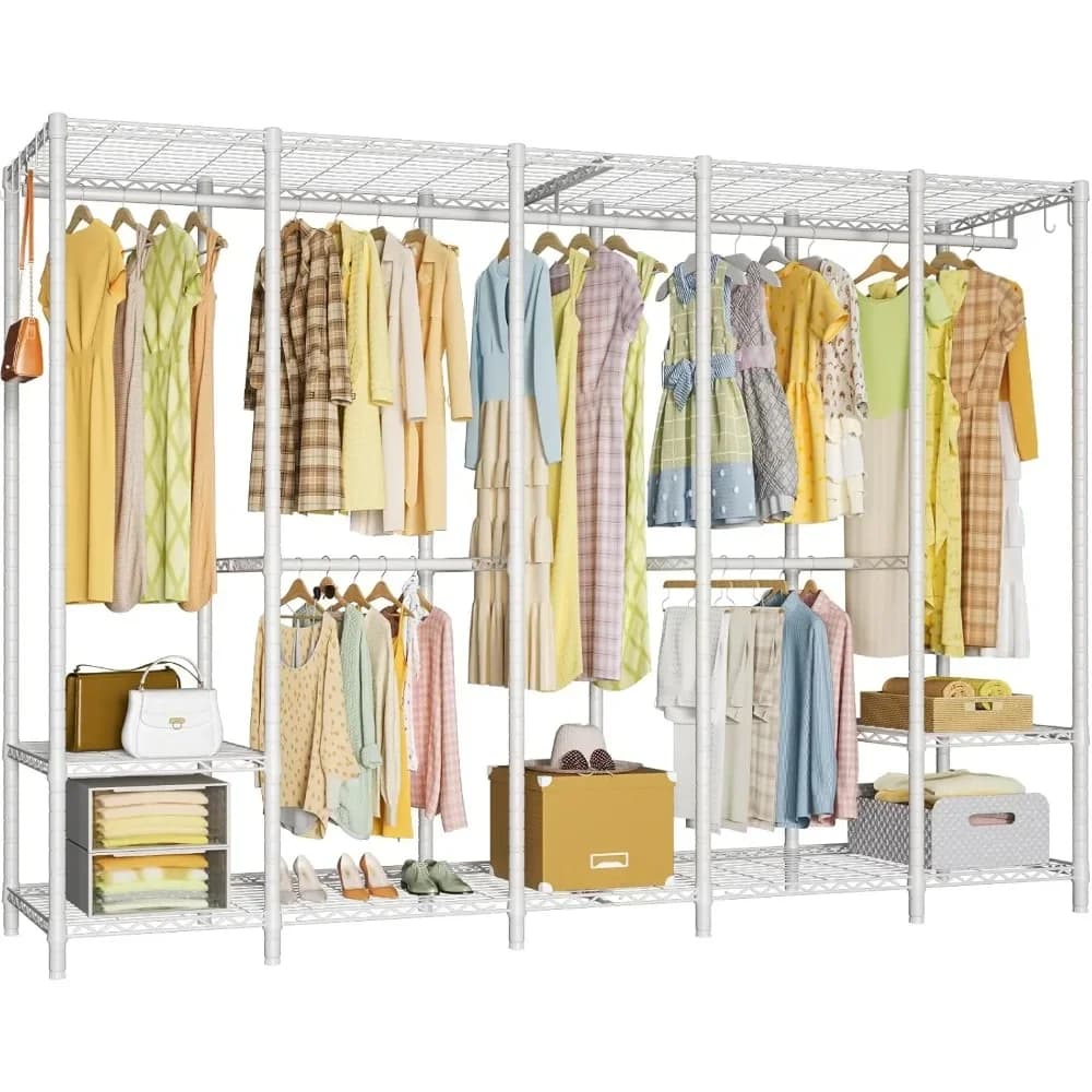 Garment Rack Heavy Duty Clothes Rack, Freestanding Extra Large Portable Closet Wardrobe Rack, Clothing Racks for Hanging Clothes