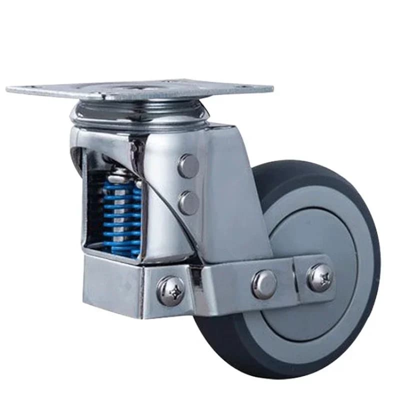 Heavy Duty 3" 4" 5" Dual Springs Caster Castor Rotating Swivel Spring-loaded Shock Absorber  Flat Wheel  Brake