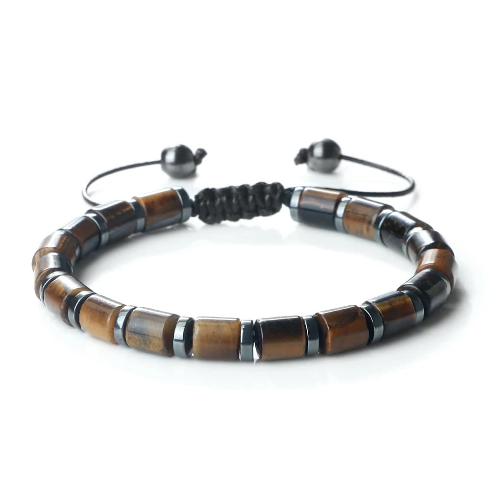 New 6*6mm Cylindrical Natural Stone Tiger Eye Agate Bead Bracelets Women Men Fashion Adjustable Bracelet Pulsera Hombre Jewelry