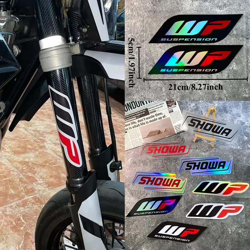 2PCS Showa Wp Motorcycle Stickers Waterproof Motorbike Fork Suspension Scooter Vinyl Decals for BMW Honda KTM Yamaha Kawasaki