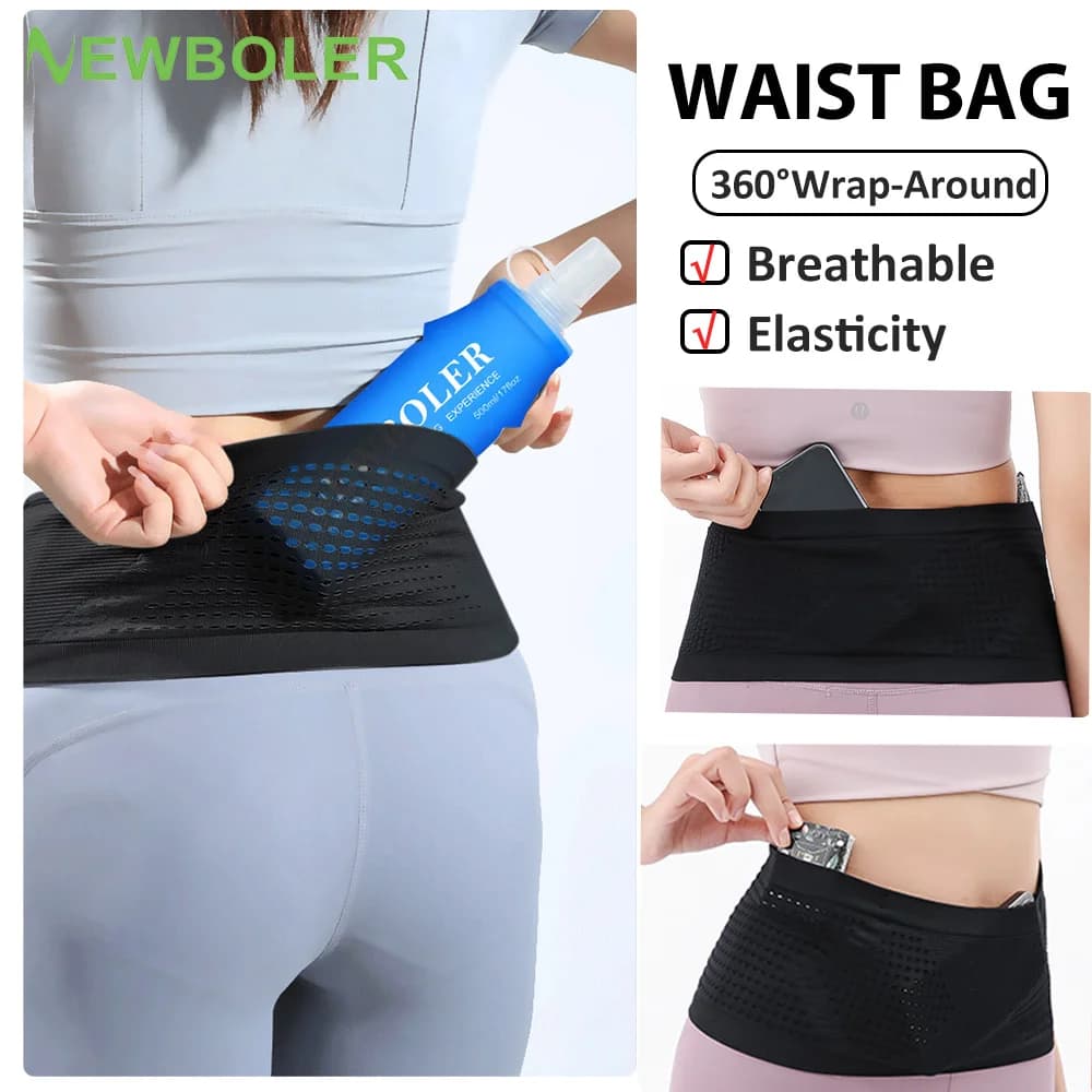 Running Waist Bag Men Women Invisible Elastic  Running Belt Hydration Waist Pack Phone Waist Belt Bag Gym Fitness Marathon