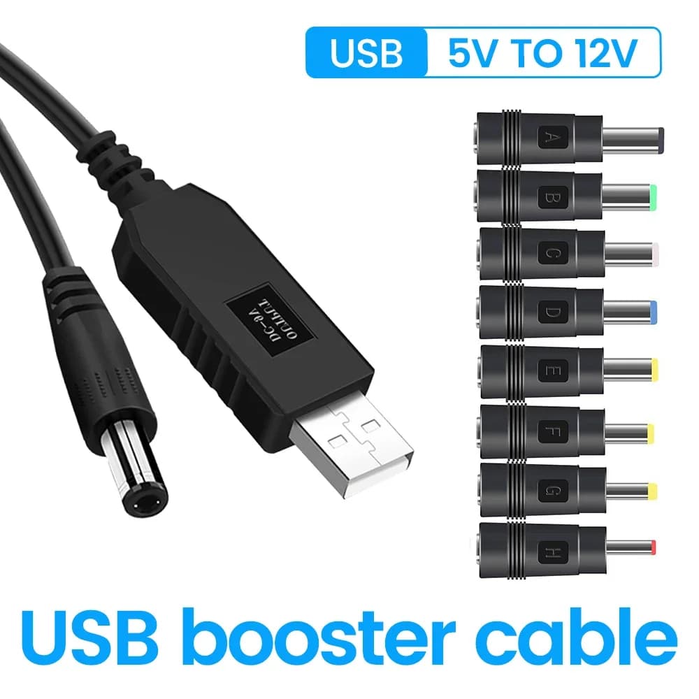 USB to DC Power Cable 5V To 12V Boost Converter 8 Adapters USB to DC Jack Charging Cable for Wifi Router Mini Fan Speaker
