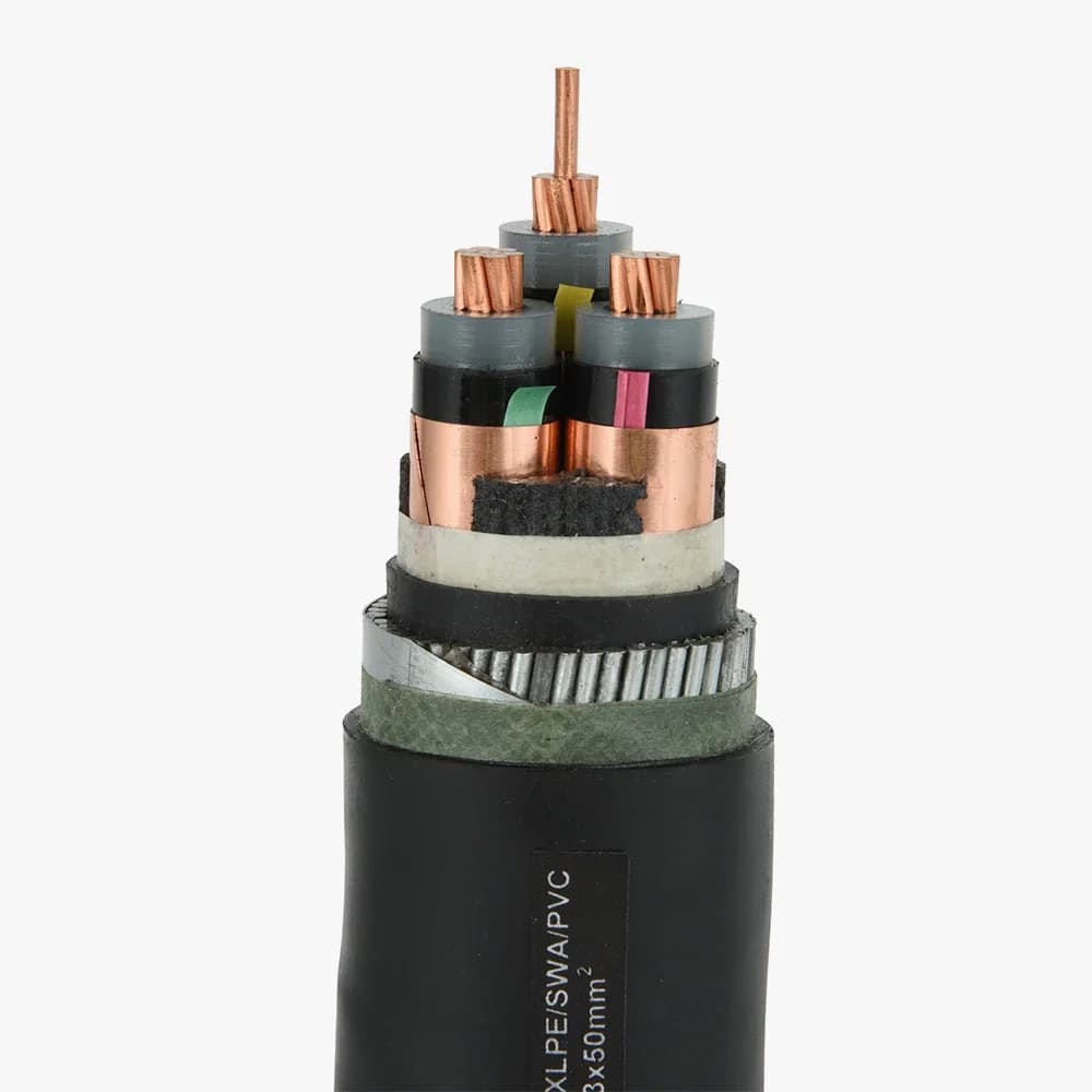 6.35/11(12)Kv 3mm2 3 Cores Cu/Xlpe/Swa/Pvc Copper Core Xlpe Insulated Electrical Power Cable Medium Voltage Cable Wires