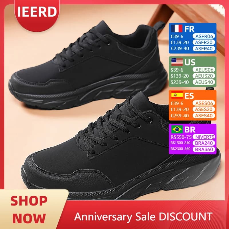 Autumn Men Sneakers Thick Soled Casual Shoes Men Cushioning Sports Shoes Outdoor Waterproof Walking Shoes Plus Size 39-48