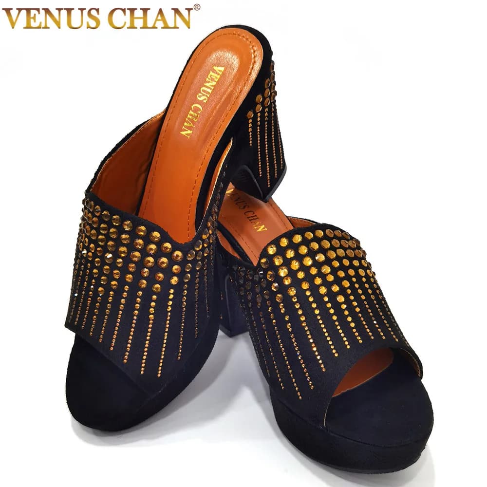 2022 African Fashion Wedding Rhinestone High Heels Platform Comfortable Elegant Evening Dress Summer Women's Party Shoes