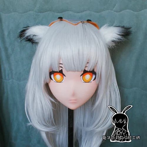 (Rabbit 74) Resin Cross dress Pretty Girl Head BID Doll Mask Arknights Japanese Anime Ptilopsis Cosplay Kigurumi Mask Cos