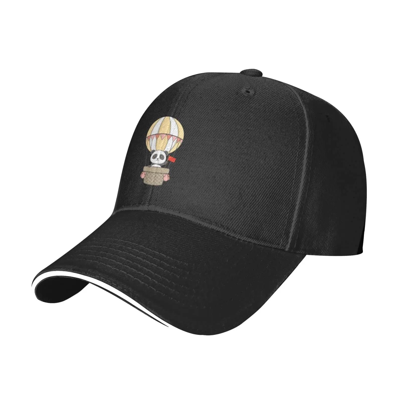 Cute Cartoon Panda Riding A Hot Air Balloon Baseball Cap for Men Women Adjustabl Unisex Golf Dad Trucker Hats