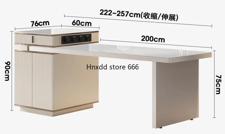 Solid wood island dining table and chairs retractable