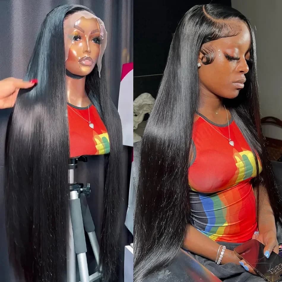 MELODIE 13x6 Bone Straight Human Hair 180% Straight Lace Front Human Hair Wigs 30 40 Inch HD Lace Frontal Wig Remy Human Hair