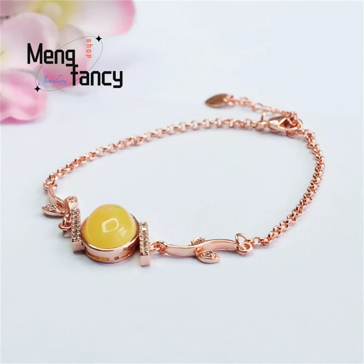 Natural Honey Wax Chicken Oil Yellow Amber Egg Noodles Branch Bracelet Simple Generous Personality Fashion Women Luxury Jewelry