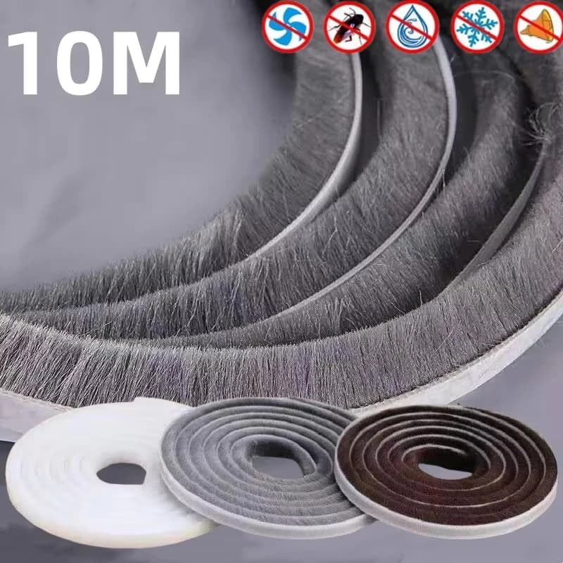 10M New Home Windproof Tape Sealing Strip Pile Weatherstrip Home Door Window Sound Insulation Dust Strip Weather Stripping