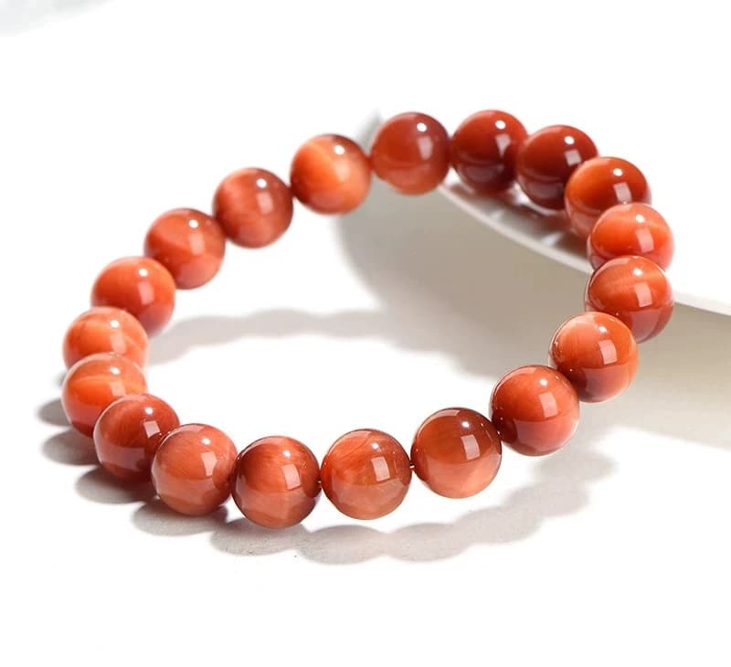 Natural Orange Tiger's Pink Tiger Eye Round Beads Bracelet Rare 8mm 12mm 14mm Pink Tiger Eye Stretch For Man Women Men AAAAA