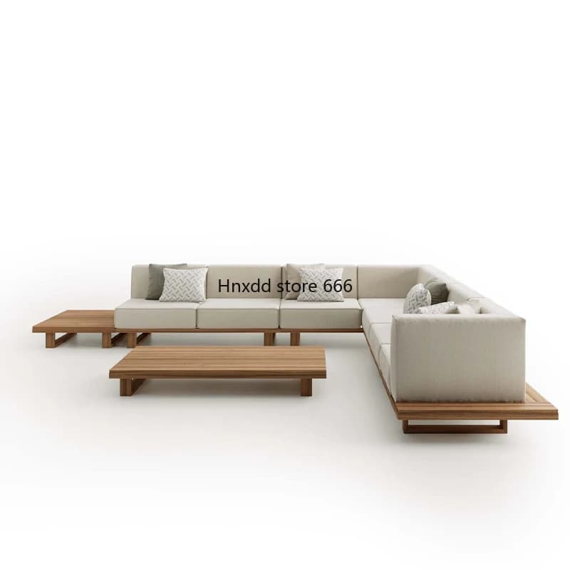 Nordic outdoor rattan courtyard Bieno hotel balcony waterproof and sunscreen teak sofa combination