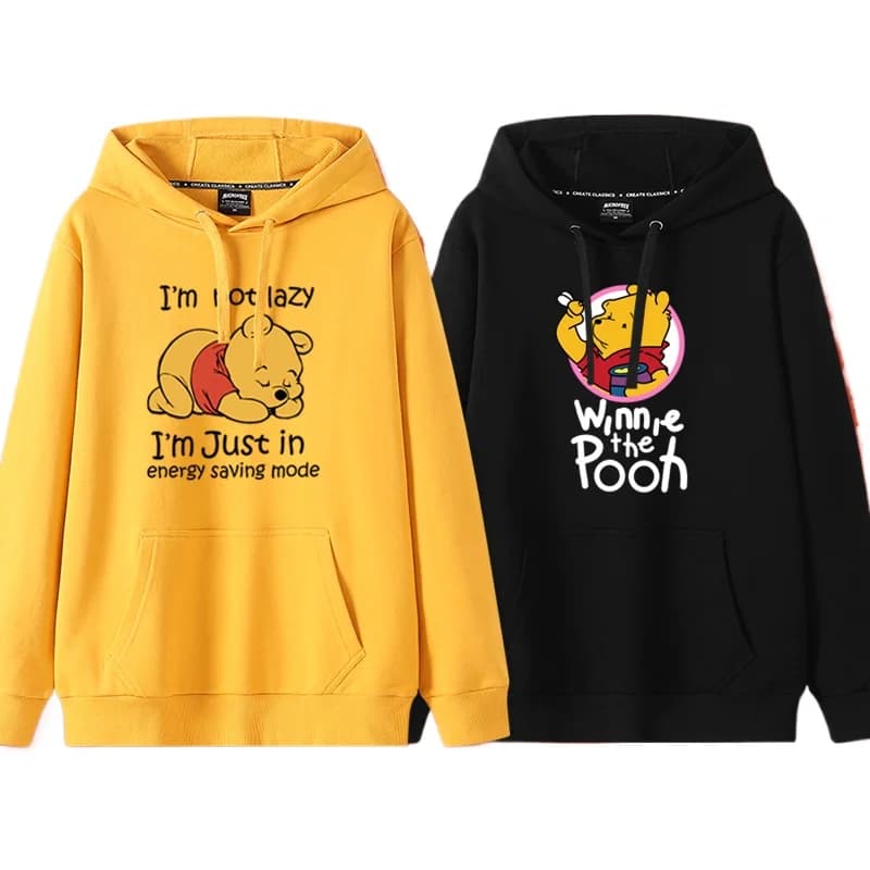 Cartoon Winnie the Pooh Fashion Simple Sweater  Women's Loose and Comfortable Hooded Versatile Couple Girlfriend Sweater Jacket