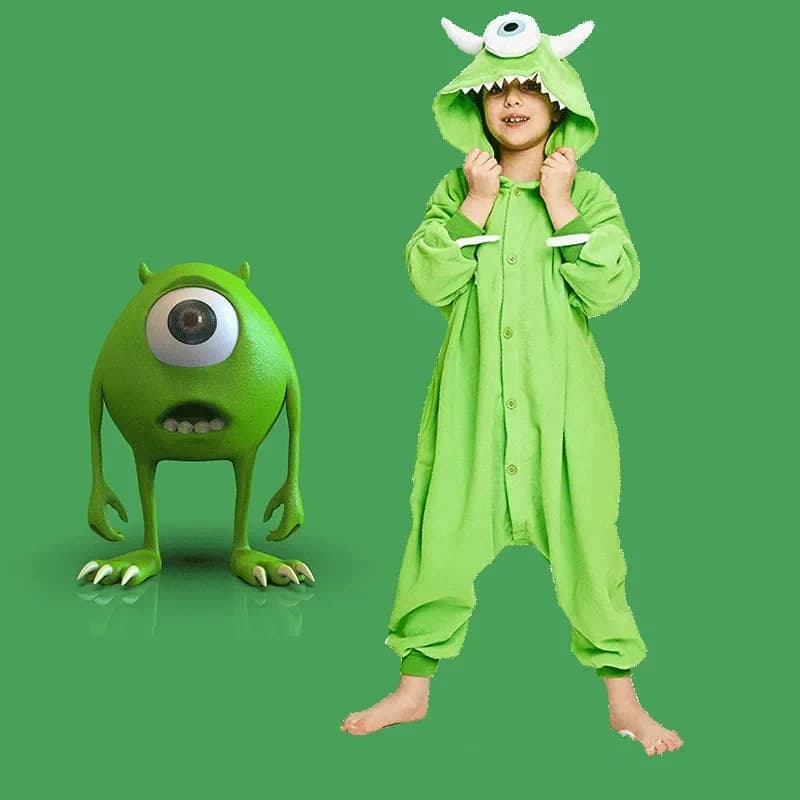Kids Boys Monsters University Mike Wazowski Halloween Costume Funny Cute Homewear Monster Animal Jumpsuit Cosplay Kigurumis