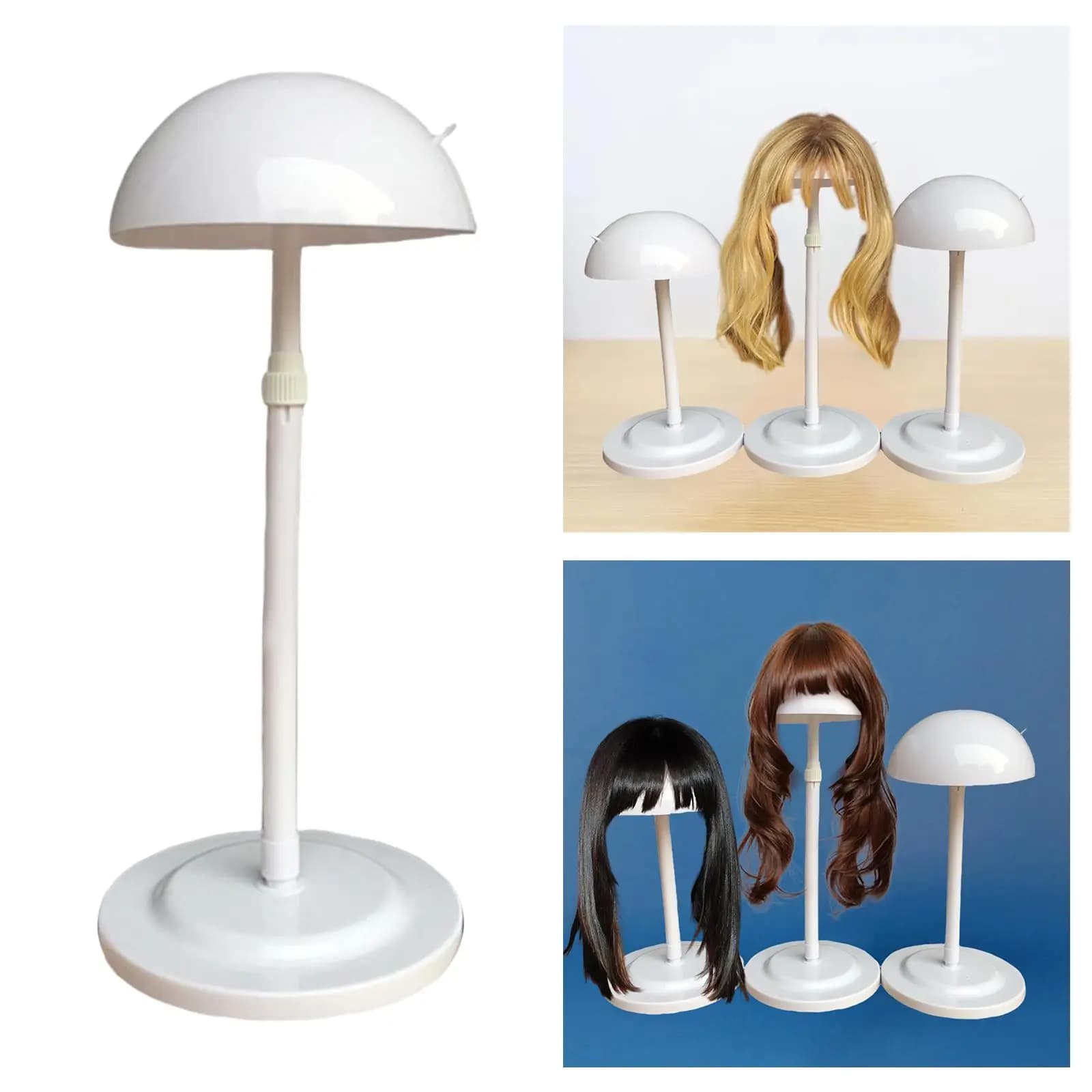 25-48cm Wig Stand Stable Adjustable Portable Mushroom Top Multiple Wigs Collapsible for Styling Head Stand Hat Display Holder