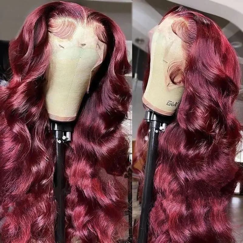 250% Body Wave Burgundy 13x6 Hd Lace Frontal Human Hair Wig For Women Glueless 99j Lace Front Brazilian Wigs On Sale Clearance