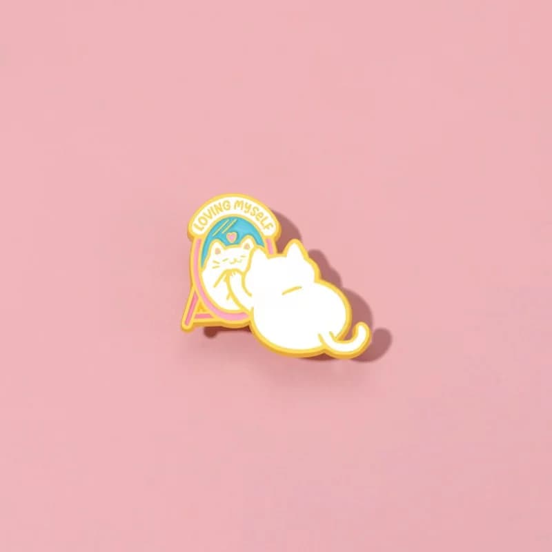 Cat In Mirror Enamel Pins Custom Self-Love Brooch Lapel Badges Backpack Fun Animal Accessories Jewelry Gift for Friend Wholesale
