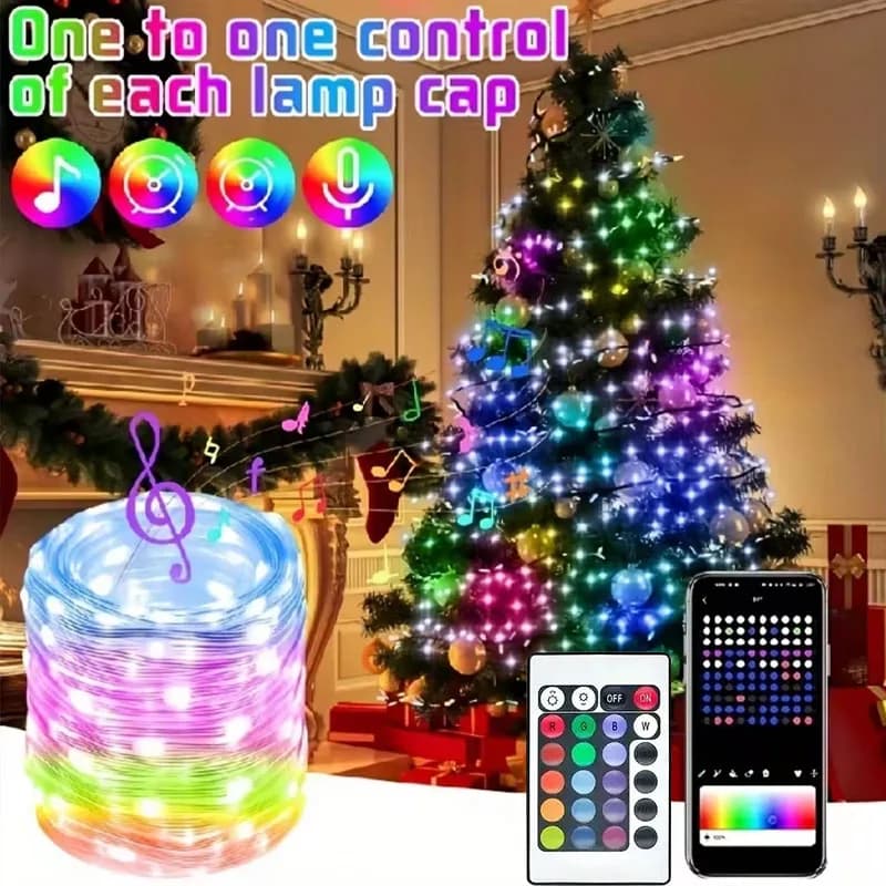 LED Fairy Light Phone App Remote Control WS2812B RGB LED String DIY Smart IC Addressable Dreamcolor Garden Party Christmas Decor