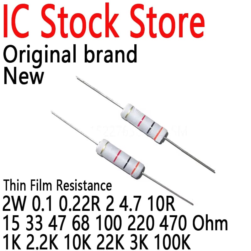 20PCS Meta lOxide Film Resistors Ring Power Resistor 2W 0.1 0.22R 2 4.7 10R 15 33 47 68 100 220 470 Ohm 1K 2.2K 10K 22K 3K 100K