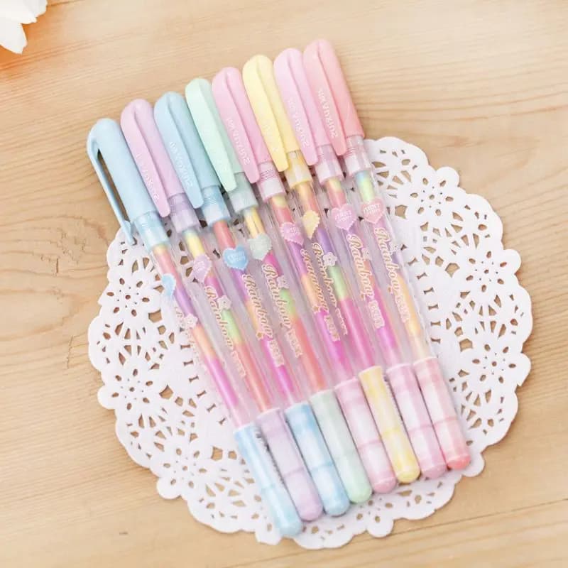 Lytwtw's Stationery Kawaii Cute Lovely Candy Text Marker Gel Pen Student School Office Supply Change 6 Colors Draw Glitter