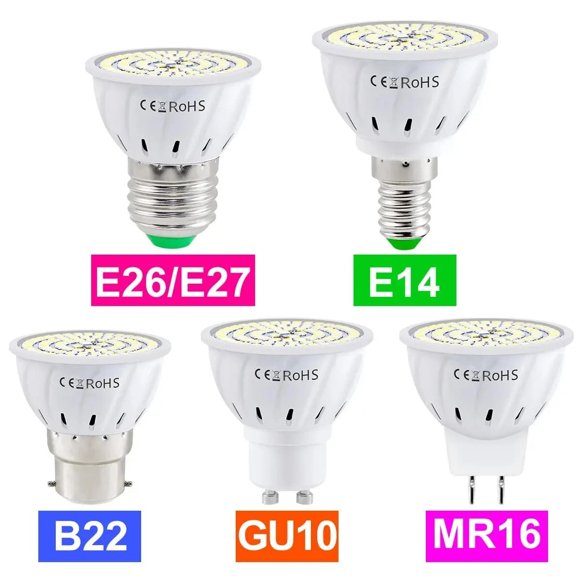 GU10 LED Light Bulb MR16 Spotlight E27 Ceiling Lamp AC220V Living Room GU5.3 Indoor E14 Home Bedroom Soft Lighting B22 Cool/Warm
