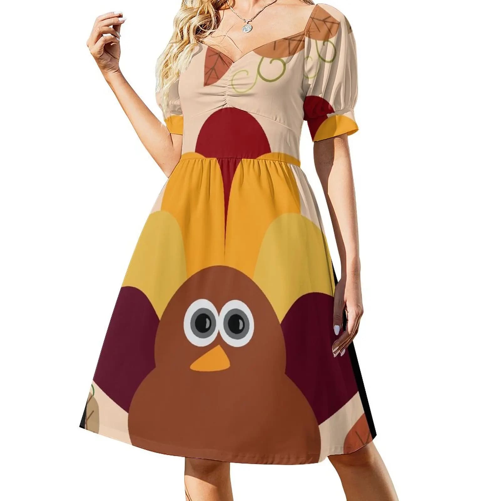 Thanksgiving Turkey Short Sleeved Dress women long dresses dresses korean style Dress