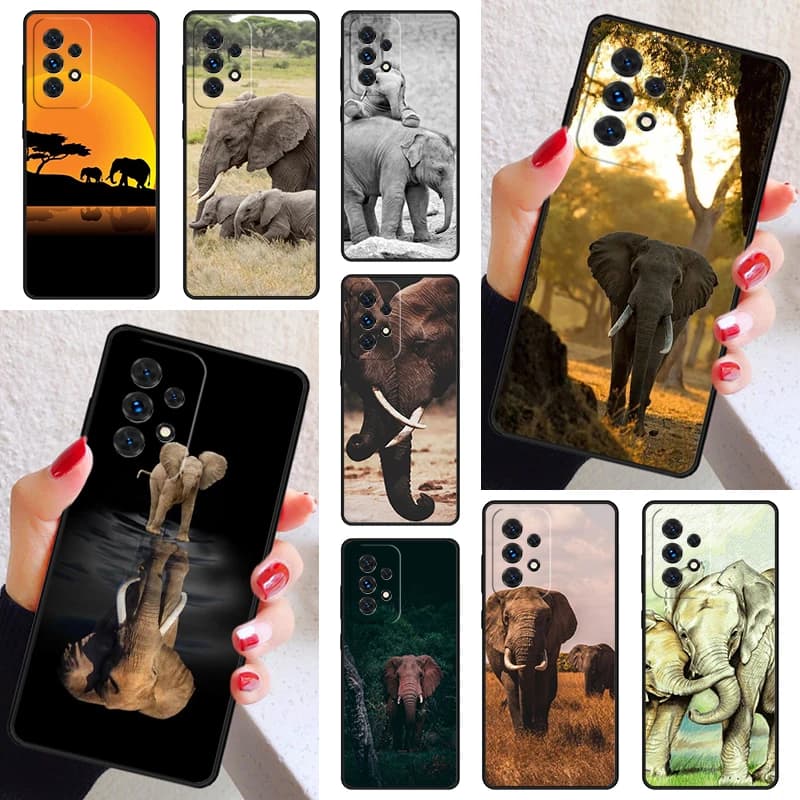 Elephant Love Affection Nature Phone Case Cover For Samsung Galaxy A52 A72 A73 A20e A21S A50 A70 A12 A42 A31 A40 A51 A71 A32 A80