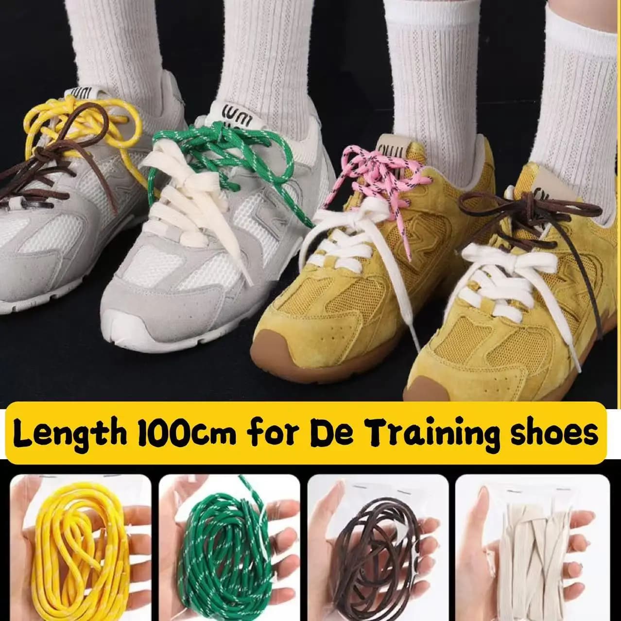 Length 100cm DIY Freedly Round Leather Colorful MIU Shoelaces Canvas Casual  Boots Shoe Laces Rope Shoestrings