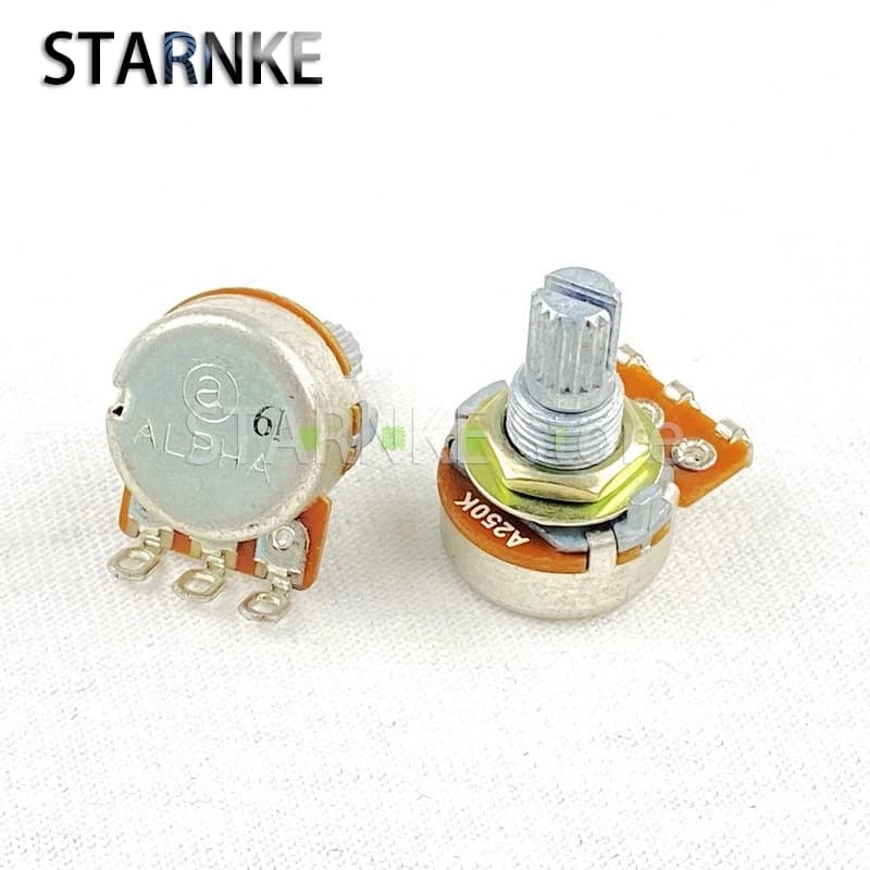 2PCS 16 Type Single A250K A500K Electric Guitar Bass Volume Tone Potentiometer Flower Shaft 15MM 3-Pin