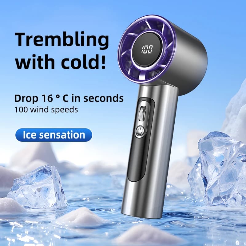 Handheld Portable Fan 100 Wind Speeds Adjustable Usb Charging Mini Outdoor Portable Turbo Long-lasting High Speed Fan 2025 New