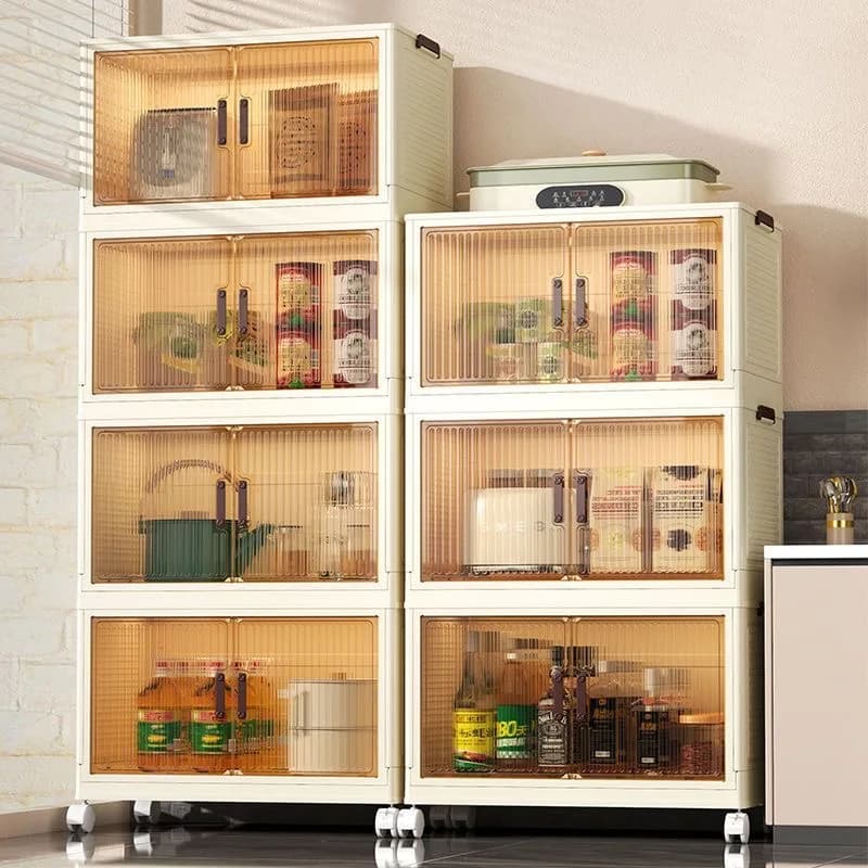 Large Volume Multifunction Folding Living Room Cabinet Closet Organizer With Wheel Stackable Sundries Large Capacity Storage Box