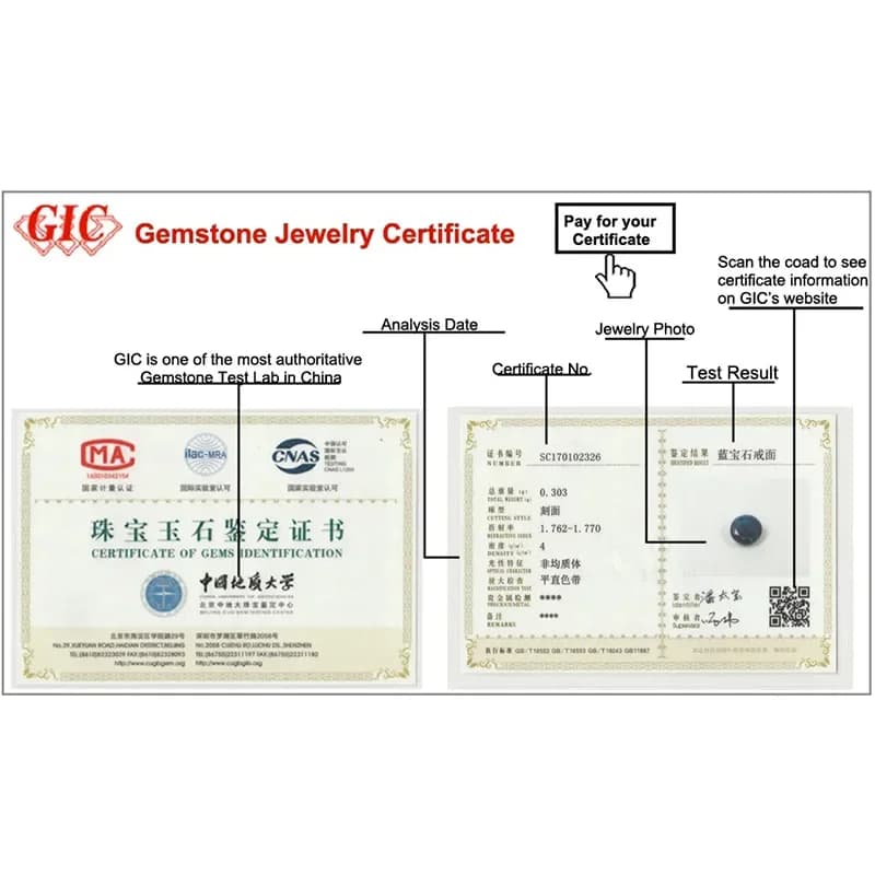 GIC Jewelry Certificate. Please Note We Will Not Ship It If You Don't Buy Jewelry Together