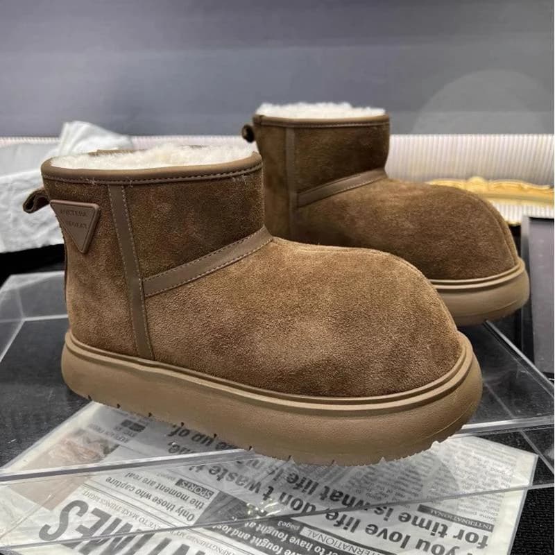 Thickened Plush Women's Snow Boots Winter Warm Slip On Non-slip Ladies Short Ankle Boot Big Head Cotton Shoes Chunky Botas Mujer