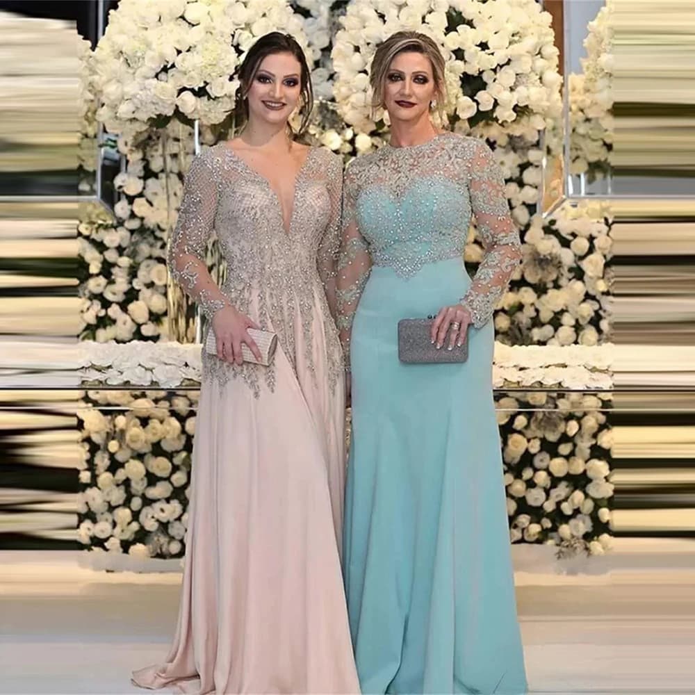 Sexy Luxury Mother Of The Bride Dress Crystals Beading Two Styles Chiffon Plus Size Party Dress Evening Gowns Plus Size