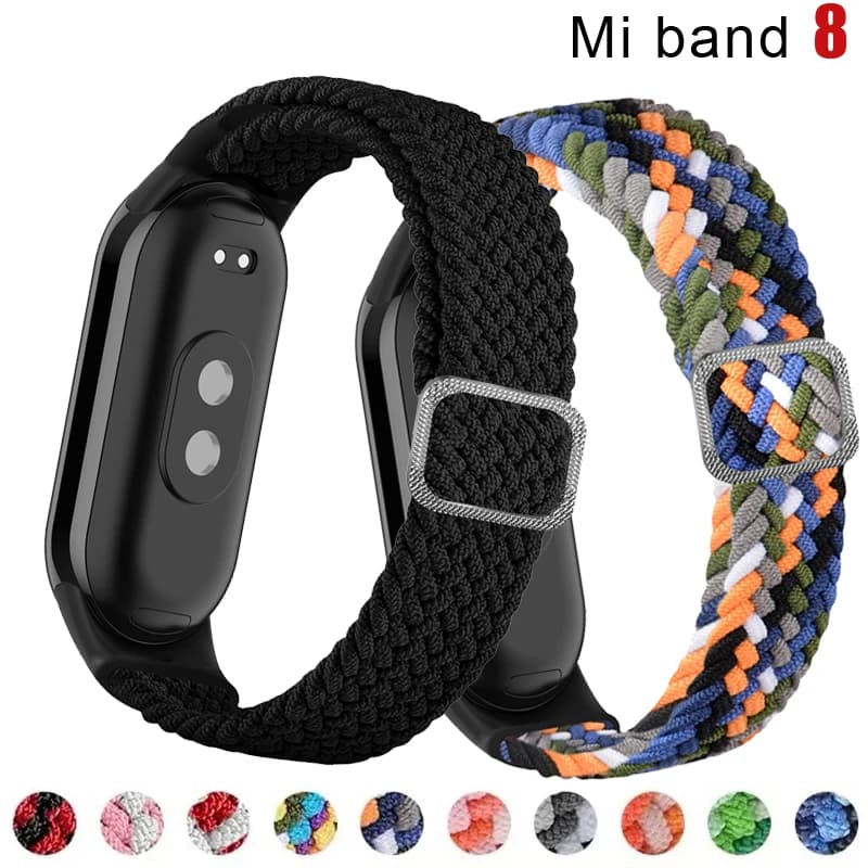 Braided Solo Loop For Xiaomi Mi Band 8 7 6 5 4 Elastic Nylon Adjustable Watchband Replacement correa bracelet for Miband 8 Strap