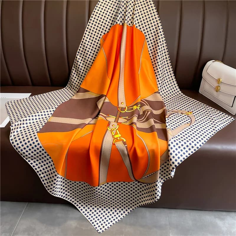 New 90X90cm Square Silk Scarf Women Popular Scarves Ladies Hair Neck Bandanna Headband Foulard Headcloth Muslim Headscarf Female