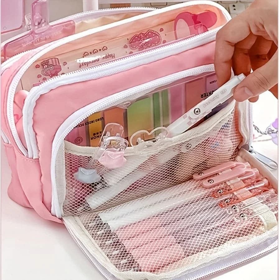 Cute Multi Layer Pencil Case Pouch, Large Capacity Pen Case Bag,Durable Stationery Storage Bag For Students, School&Office