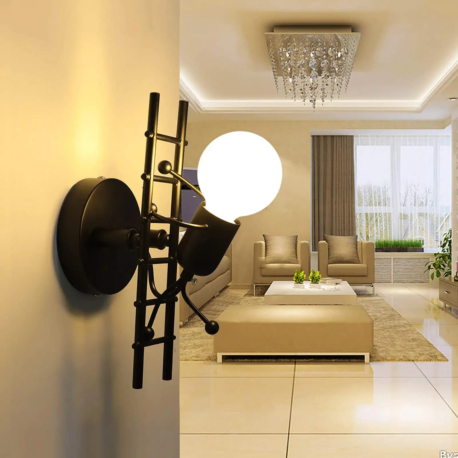 Humanoid Creative Wall Light Indoor Wall Lamp E26 E27 Modern Wall Sconce Light Art Decor Iron for Bedroom Children Room Kitchen