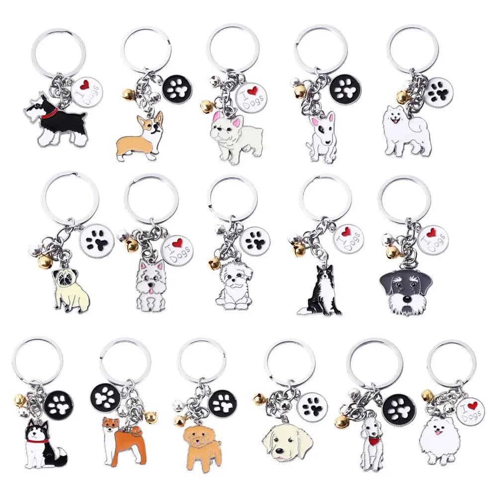 Lover Gift Women Husky Teddy Dog Animal Bell Golden Retriever Dog Pendant Dog Keychain Pet Keyring Pet Keychain